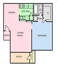 One Bed / One Bath 908 floor plan